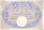 FRANCE 50 Francs BLEU ET ROSE FRANCE 50 Francs BLEU ET ROSE 1913 VF- -