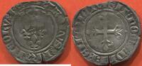 1 SOUS 1417 Französische Königliche Münzen CHARLES VI 1380-1422 GROS DIT FLORETTE 1er ÉMISSION (10 MAI 1417) A/ KAROLVS FRANCORVM REX, TROIS LIS ...