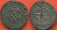 Französische Königliche Münzen 1 SOUS CHARLES VI 1380-1422 GROS DIT FLORETTE 1er ÉMISSION 10 MAI 1417 DIFFERENT PAR LETTRE D POINTE A L'ENVERS ATELIER CHINON A/ KAROL -