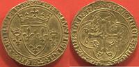 Französische Königliche Münzen CHARLES VII 1422-1461 ÉCU D'OR A LA COURONNE 3e TYPE, 2e ÉMISSION AVEC COURONNELLES INITIALES, NON DATÉ (12 AOUT 1445) POINT 16e -