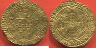 Französische Königliche Münzen CHARLES VII 1422-1461 ÉCU D'OR A LA COURONNE 3e TYPE, 4e ÉMISSION (26 MAI 1447) AVEC LYS INITIAUX, POINT 16e ATELIER TOURNAI POI -