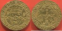Französische Königliche Münzen CHARLES VII 1422-1461 ÉCU NEUF OU ÉCU D'OR A LA COURONNE 3e TYPE, 6e ÉMISSION COURONELLES INITIALES AVEC LOSANGE INSCRIT, NON DA -