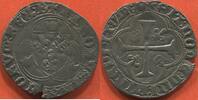 Französische Königliche Münzen BLANC CHARLES VII 1422-1461 A LA COURONNE, 1er ÉMISSION (28 JANVIER 1436) AVEC B EN FIN DE LEGENDE ATELIER BOURGES A/ KAROLVS FRANCO -