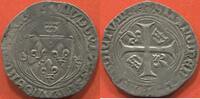 Französische Königliche Münzen BLANC LOUIS XI 1461-1483 A LA COURONNE 2e ÉMISSION POINT 19e ATELIER SAINT-LÔ (4 JANVIER 1474) A/ LVDOVICVS FRANCORVM REX, ÉCU DE FR -