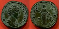 Antike Münzen SESTERCE FAUSTINE MERE 141 FEMME D'ANTONIN LE PIEUX A/ DIVA FAVSTINA SON BUSTE A DROITE R/ AETERNITAS SC L'ETERNITE DEBOUT A GAUCHE, TE -