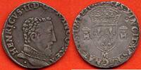 Französische Königliche Münzen TESTON HENRI II 1547-1559 EN ARGENT 2e TYPE A/ HENRICVS II D G FRANCO REX BUSTE A DROITE DU ROI, CUIRASSE, LA TETE NUE R/ XPS ECT ECU -
