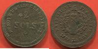 Französische Königliche Münzen 2 SOLS PREMIÈRE RÉPUBLIQUE 1792-1804 SIÈGE DE MAYENCE CONVENTION EN MÉTAL DE CLOCHE L'AN 2e DE L'EGALITE 1793 AVEC TROIS RAMEAUX POID -