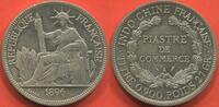 Ausländische Münzen 1 PIASTRE INDOCHINE DE COMMERCE EN ARGENT ANNÉE 1896 A POIDS 26.93g ETAT QUASI SUPERBE MONNAIE AVEC ANCIENNE TRACE DE NETTOYAGE / N° CA -