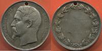 Médailles NAPOLÉON III 1852-1870 MÉDAILLE EN ARGENT 1er PRIX D'ORNEMENT 1858 J.M GARCENOT GRAVEUR BARRE POIDS 37.09g ET DIAMETRE 41mm ETAT -