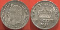 Französische Dezimalmünzen 20 CENT SECOND EMPIRE 1852-1870 ARGENT NAPOLÉON III TÊTE LAURÉE ANNÉE 1867 ATELIER A PARIS ETAT SUPERBE A SPLENDIDE TRÈS JOLIE MONNAIE -