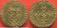 Französische Königliche Münzen 1574 ÉCU D'OR AU CHARLES IX 1560- SOLEIL 1er TYPE ANNÉE 1568 H ATELIER LA ROCHELLE A/ CAROLVS VIIII DG FRANCOR MDLXVIII. R/ CHRISTVS REGNAT VINC -