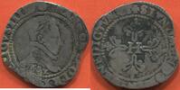 Französische Königliche Münzen 1589 FRANC HENRI III 1574- D'ARGENT AU COL PLAT ANNÉE 1582 ATELIER PAS LISIBLE. A/ HENRICVS III D G FRANCOR POL RX, BUSTE A DROITE DU ROI, -