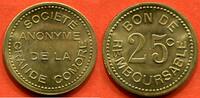 Ausländische Münzen 25 CENTIMES COMORES MONNAIE DE NECESSITE SOCIETE ANONYME DE LA GRANDE COMORE ND 1915 ESSAI LAITON POIDS 4.46g VENDU SOUS SLAB PCGS SP64 / -