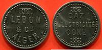 Ausländische Münzen JETON ALGERIE A/ LEBON ET CIE ALGER R/GAZ ELECTRICITE COKE POIDS 8.71g RARE -