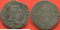 Französische Königliche Münzen 1589 FRANC HENRI III 1574- D'ARGENT AU COL FRAISE ANNÉE 1582 M ATELIER TOULOUSE A/ HENRICUS III DG FRANC ET POL REX 1582, ATELIER M SOUS -