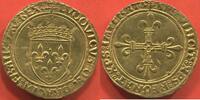 Französische Königliche Münzen 1514 ÉCU D'OR AU LOUIS XII 1498- SOLEIL POINT 12e ET TRÈFLE ATELIER LYON A/ LVDOVICVS DEI GRACIA FRANCORV REX. R/ XPS VINCIT ETC. POIDS 3.41g ET -