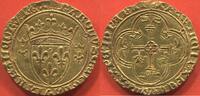 Französische Königliche Münzen CHARLES VII 1422-1461 ÉCU D'OR A LA COURONNE 3e TYPE OU ÉCU NEUF, 3e ÉMISSION (20 JANVIER 1447) AVEC COURONNELLES INITIALES POIN -