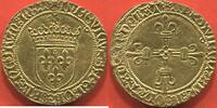 Französische Königliche Münzen 1483 ÉCU D'OR AU LOUIS XI 1461- SOLEIL POINT 5e ATELIER TOULOUSE A/ LVDOVICVS DEI GRA FRANCORVM REX R/ XPS VINCIT ETC. POIDS 3.45g RARETÉ R ETAT -