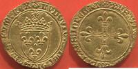 Französische Königliche Münzen 1483 ÉCU D'OR AU LOUIS XI 1461- SOLEIL AVEC LA NEF ATELIER BORDEAUX A/ LVDOVICVS DEI GRA FRACORVM REX R/ XPS VINCIT ETC. POIDS 3.45g RARETÉ R2 E -