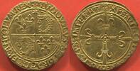 Französische Königliche Münzen 1514 ÉCU D'OR AU LOUIS XII 1498- SOLEIL DU DAUPHINE, 1er TYPE , POINT 1er ATELIER CREMIEU. A/ LVDOVICVS DEI GRACIA FRANCORVM REX. R/ XPS VINCIT -