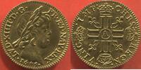 Französische Königliche Münzen DEMI LOUIS D'OR LOUIS XIV 1643-1715 A LA MÈCHE COURTE ANNÉE 1645 A ATELIER PARIS POIDS 3.36g ETAT SUPERBE MONNAIE NETTOYÉE / N° CATALOGUE : G -