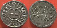 Französische Königliche Münzen DENIER LOUIS LE DÉBONNAIRE DIT LOUIS LE PIEUX 814-840 EN ARGENT ATELIER VENISE. A/ + H LVDOVVICVS IMP. R/ + VEN / ECIAS EN DEUX LIGNE -