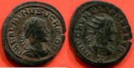 Antike Münzen BRONZE VABALATHE 270-272 PETIT DE VABALATHE ET AURELIEN A/ VABALATHVS VCMIDR SON BUSTE LAURE ET DRAPE A DROITE R/ IMP AVRELIANVS AVG -