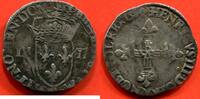Französische Königliche Münzen QUART D'ECU HENRI III 1574-1589 A LA CROIX FLEURDELISEE METAL ARGENT POINT 11eme AVERS ET REVERS ANNEE 1584 ATELIER SAINT POURCAIN ? POID -