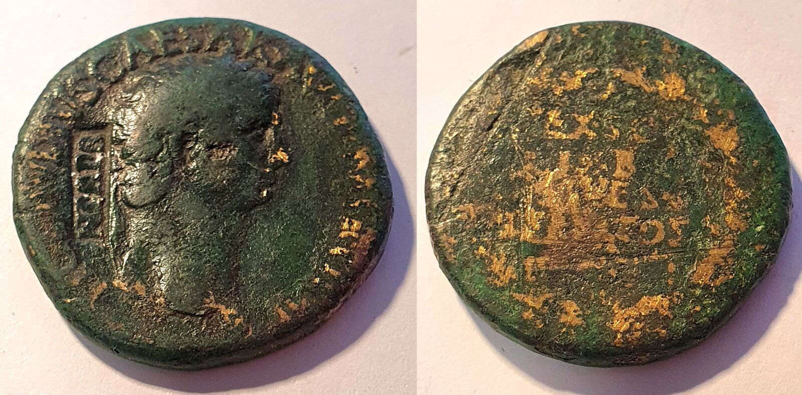 Rom 41-54 n. Chr. Sesterz von Claudius mit Gegenstempel Rs