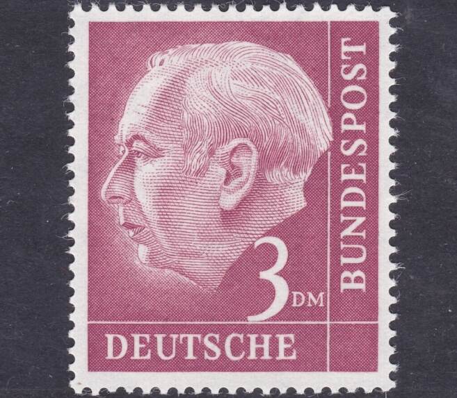 Deutschland 3 Deutsche Mark (DM) 1954 Definitive series - Theodor Heuss ...