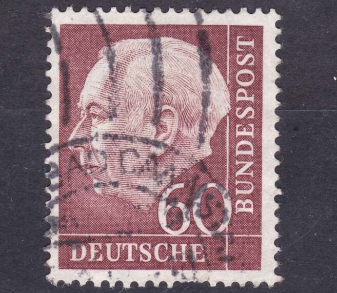 Deutschland 60 Pfennig 1954 Definitive series - Theodor Heuss stamped ...