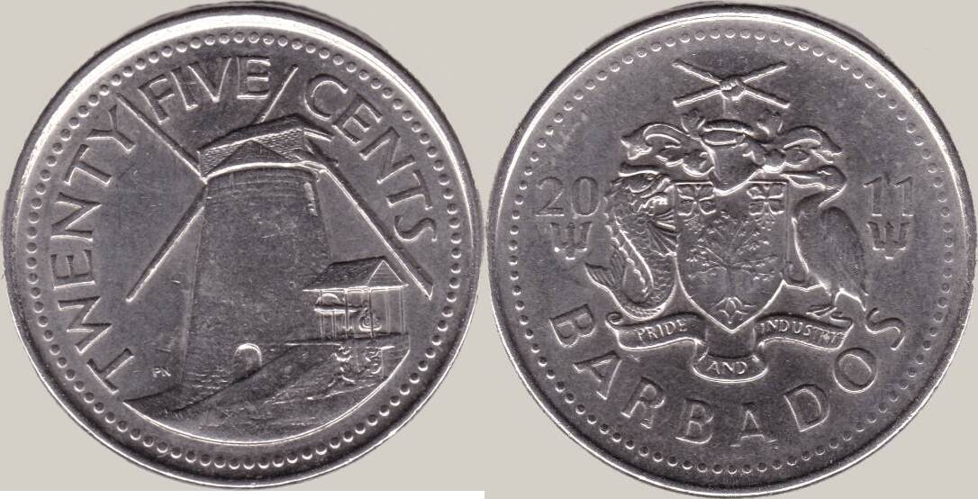 Barbados 25 Cents 2011 Course Coin EF MA Shops   10875 Bar 25 C 2011 C 