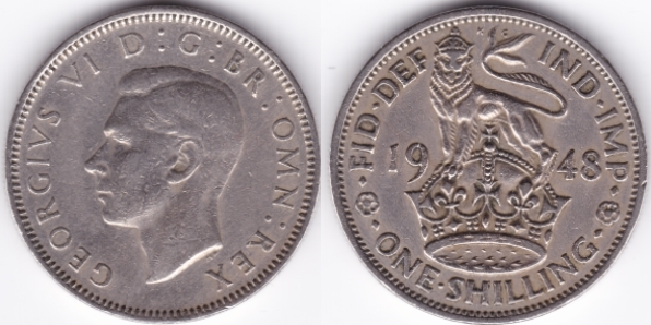 Gro britannien 1 Shilling One Shilling 1948 Course coin Georg