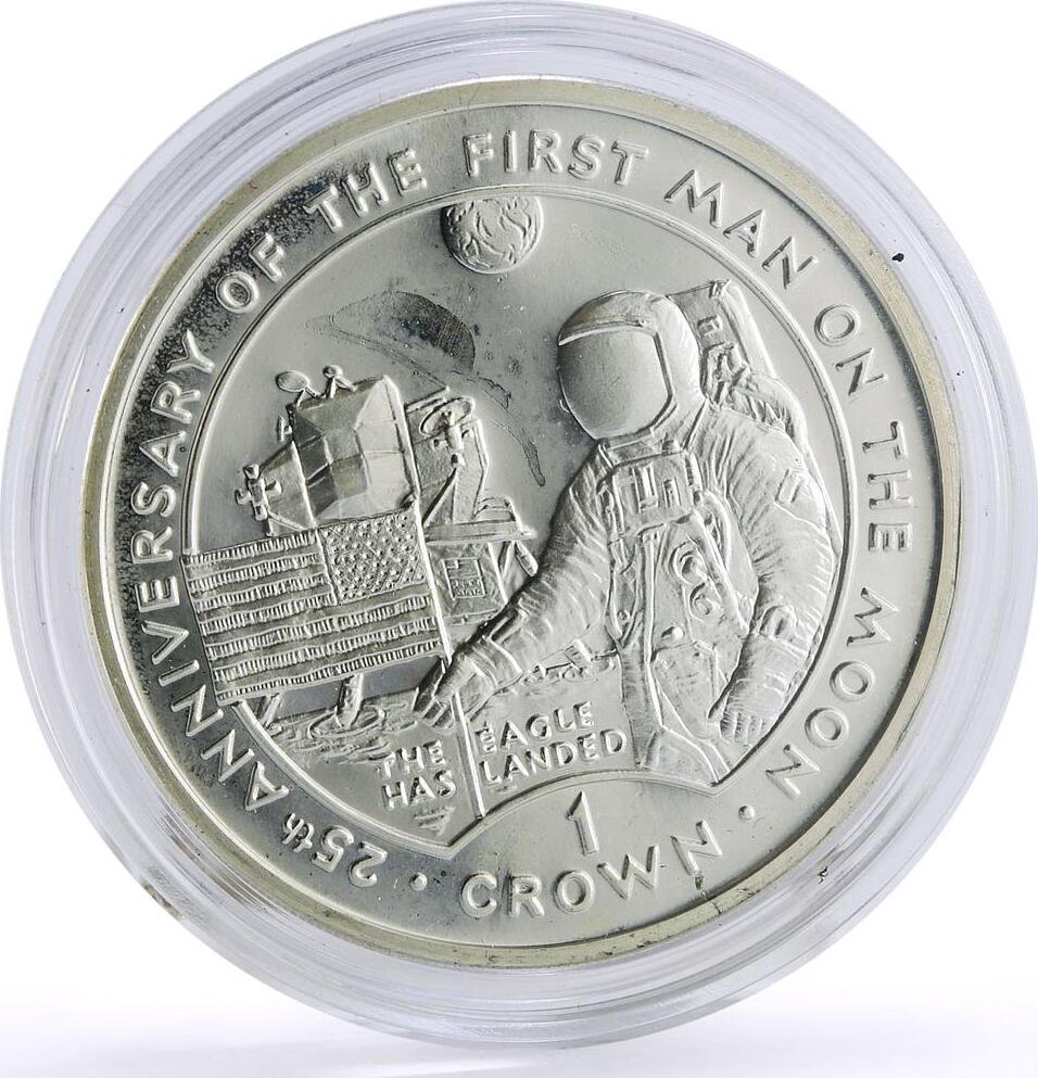 Gibraltar 1 crown Man on the Moon Spaceship Eagle Landing proof