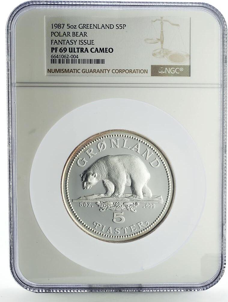Denmark Greenland 5 piaster Conservation Polar Bear PF69 NGC