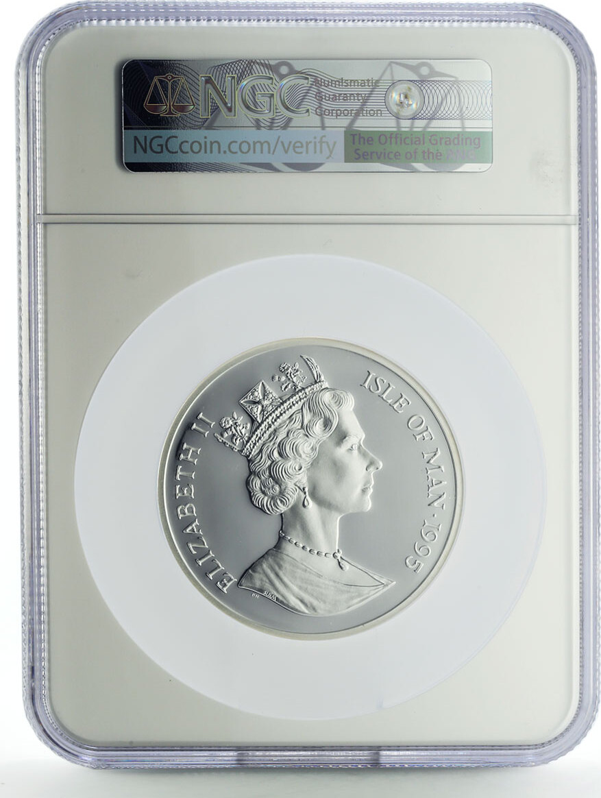 Isle of Man 5 angel Archangel Michael KM-1326 PF68 NGC silver coin