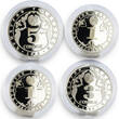 5 somoni Tajikistan set of 4 coins 15th Anniversary of Independence silver coins 2006 Proof