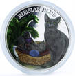 Rwanda 500 francs Cats series Russian Blue Cat Plant colored silver coin 2011 Proof