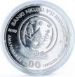 Rwanda 500 francs Cats series Russian Blue Cat Plant colored silver coin 2011 Proof