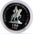Uzbekistan 100 som 10th Independence Timur Lenk Monument KM-27 silver coin 2001 Proof