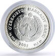 Uzbekistan 100 som 10th Independence Tashkent Town Hall KM-21 silver coin 2001 Proof