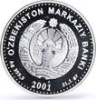 Uzbekistan 100 som 10th Independence Tashkent Town Hall KM-21 silver coin 2001 Proof