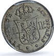 Spain 1 real Queen Isabella II 6 Pointed Stars Madrid MS63 PCGS silver coin 1852 UNC