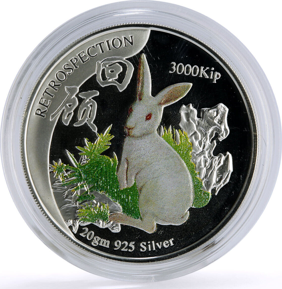 Laos 3000 kip Lunar Calendar Year of the Rabbit Retrospection silver ...