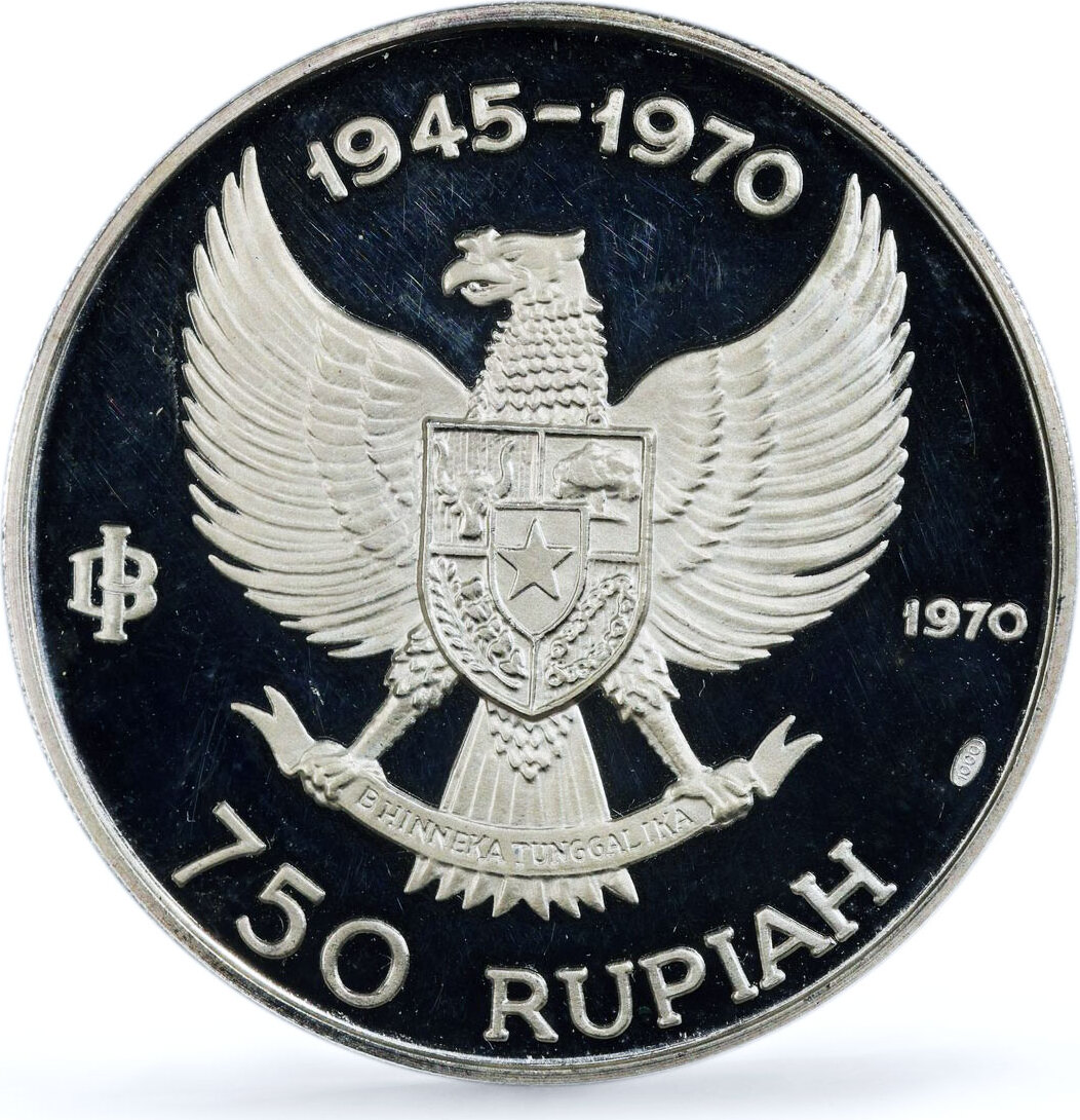 Indonesia 750 rupiah Garuda Bird Independence KM-26 PR64 PCGS silver ...