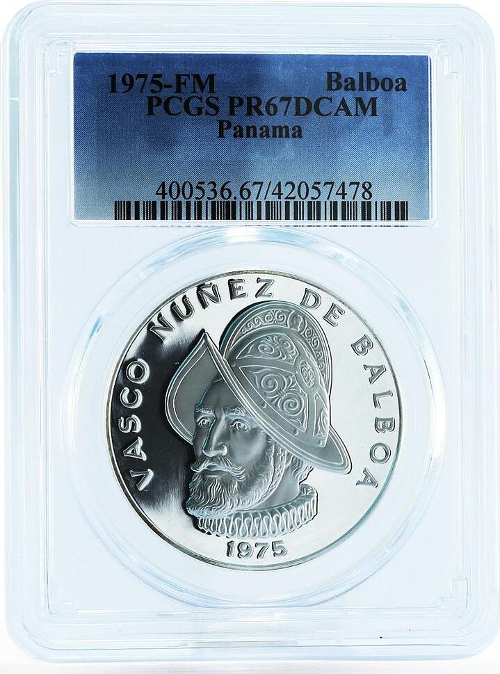 Panama 1 Balboa Vasco Nunez De Balboa Pr67 Pcgs Silver Coin 1975 Proof Ma Shops 0625