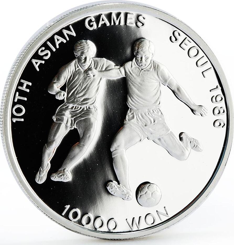 Korea 10000 won 10th Seoul Asian Games series Football proof