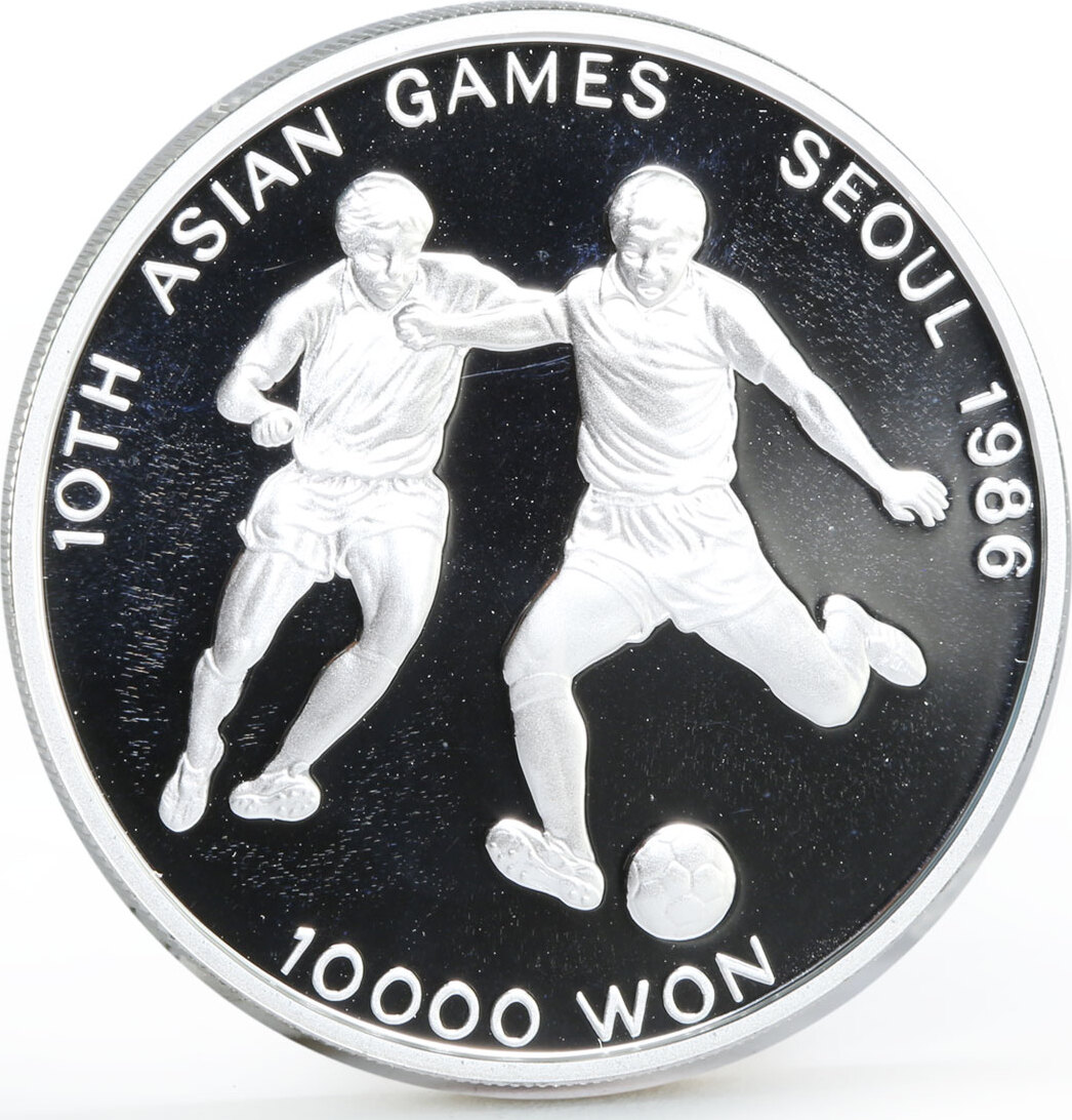 1986年ソウル第10回アジア競技大会10000ウォン銀貨 未流通 PCGS認証 Korea 10000 won 10th Seoul Asian Games series Football proof
