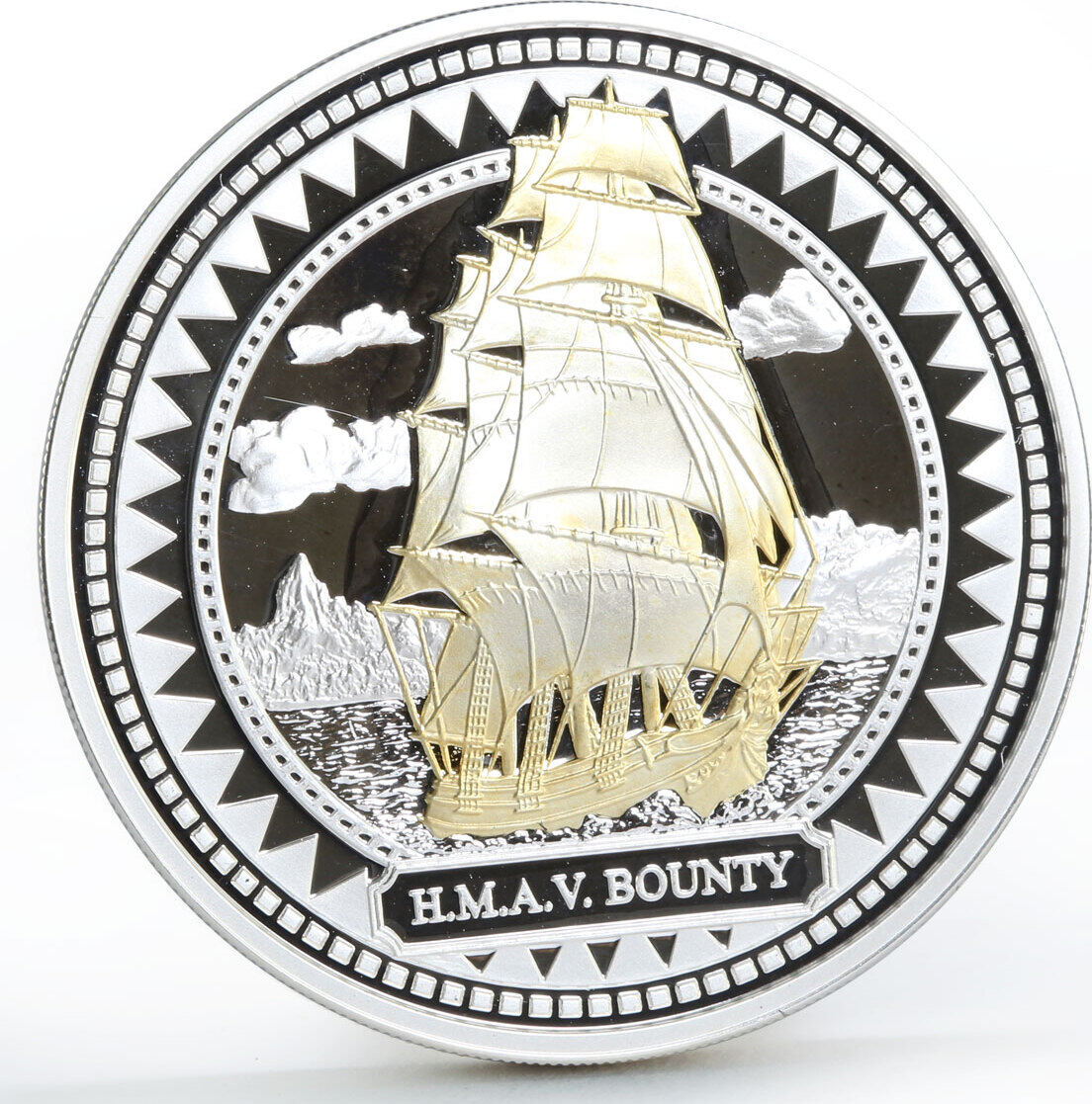 Pitcairn Islands Pitcairn Island 2 dollars HMAV Bounty Ship Clipper gilded silver coin 2008