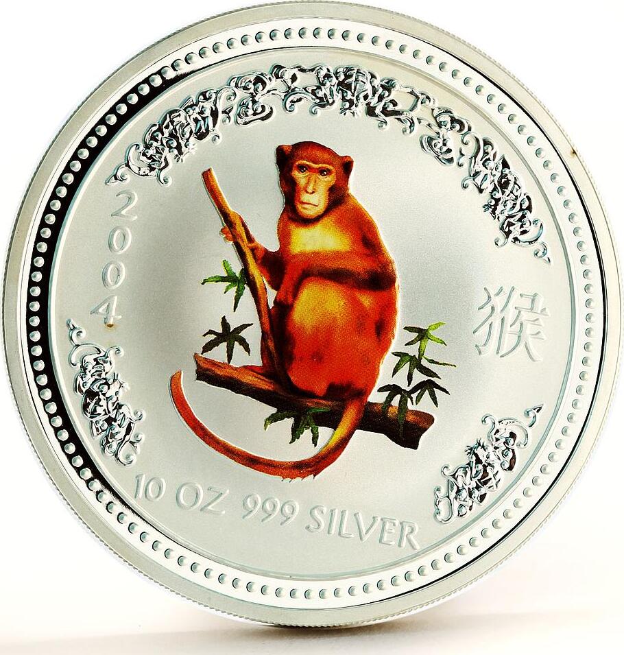 Australia 10 dollars Lunar Calendar series I Year of Monkey silver coin 2004  BU | MA-Shops